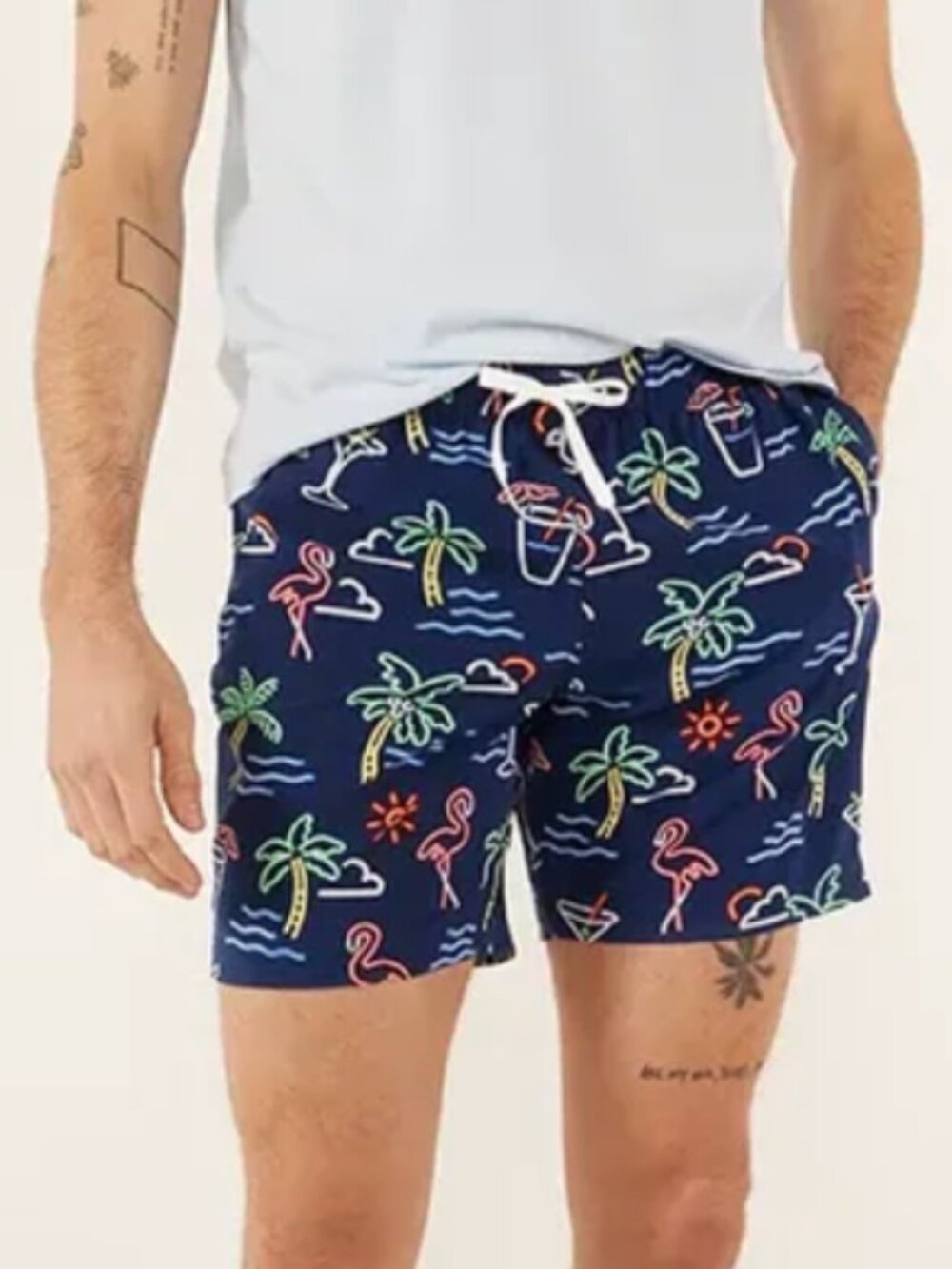 Chubbies Classic Swim Trunk The Neon Lights in Navy Graphic 7" inseam Sz L